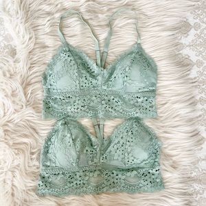 Forever 21 Women’s Floral Lace Bralette Mint Color NWT Size M